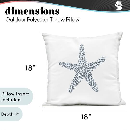 Stupell Industries 18" x 18" White Minimal Starfish Printed Outdoor Throw Pillow